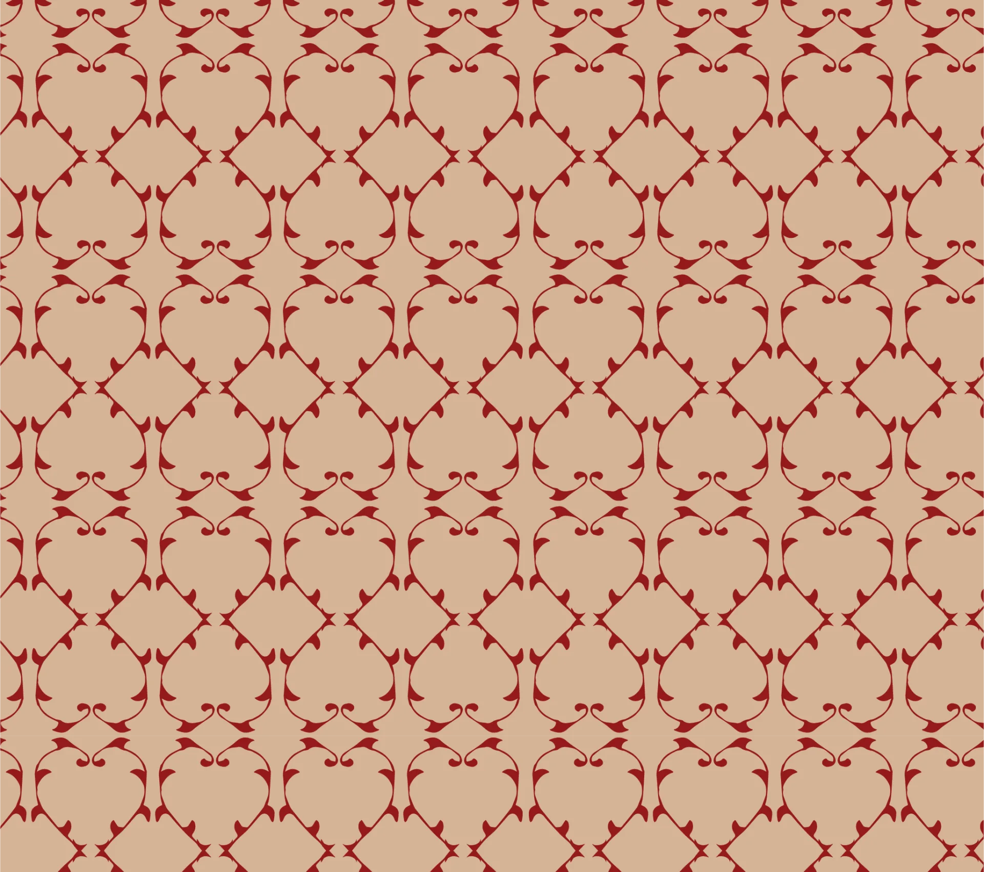 A seamless red Gothic gate pattern on a cream background.